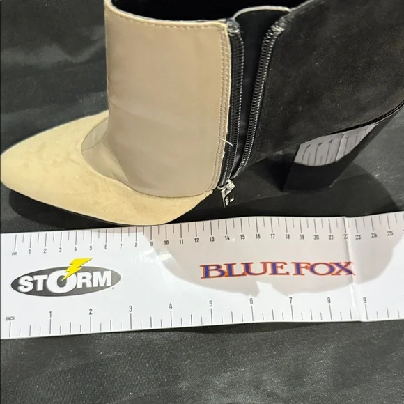 Calvin Klein Black and Beige Heeled Boots - Picture 8 of 11